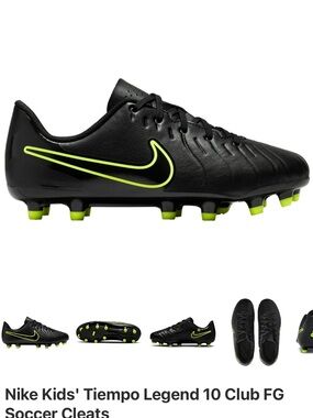 Nike, kids tiempo legend 10 club soccer cleats, size 5.5